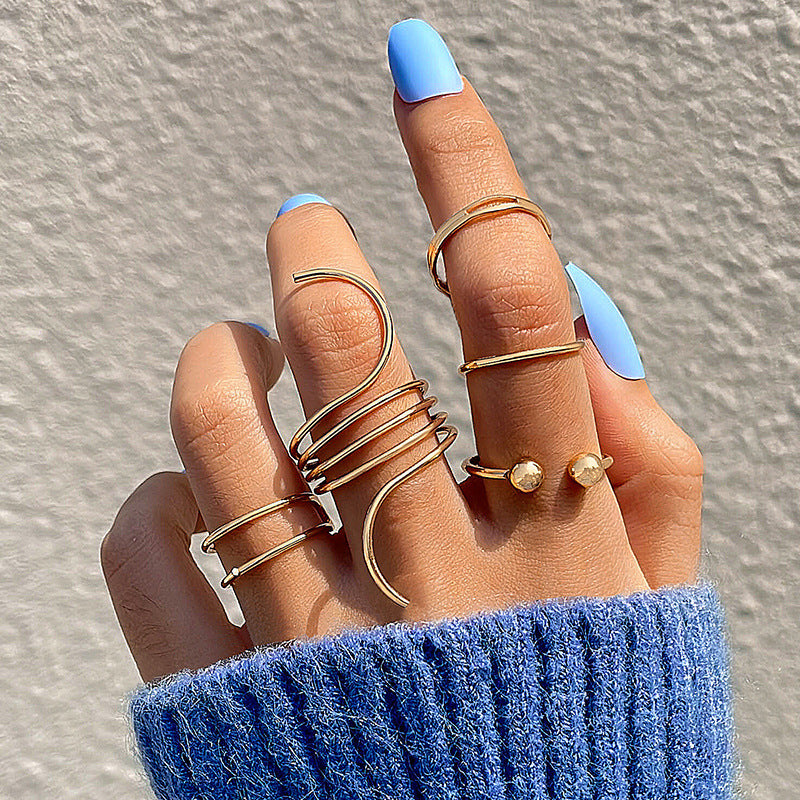Wholesale Vintage Cross Spiral Gold Open Ring Set